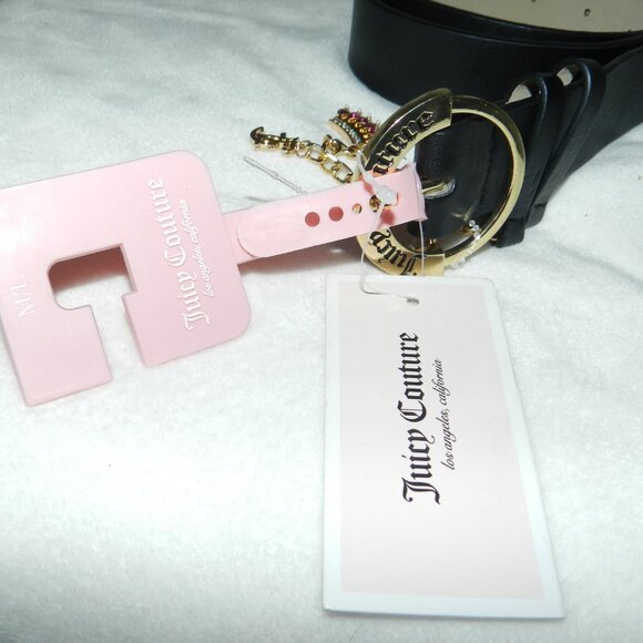 Juicy Couture Leather Belt Logo Buckle dangle charms RARE 🆕 📦⌚🏃🏻💨⚡🚚 - Picture 13 of 15